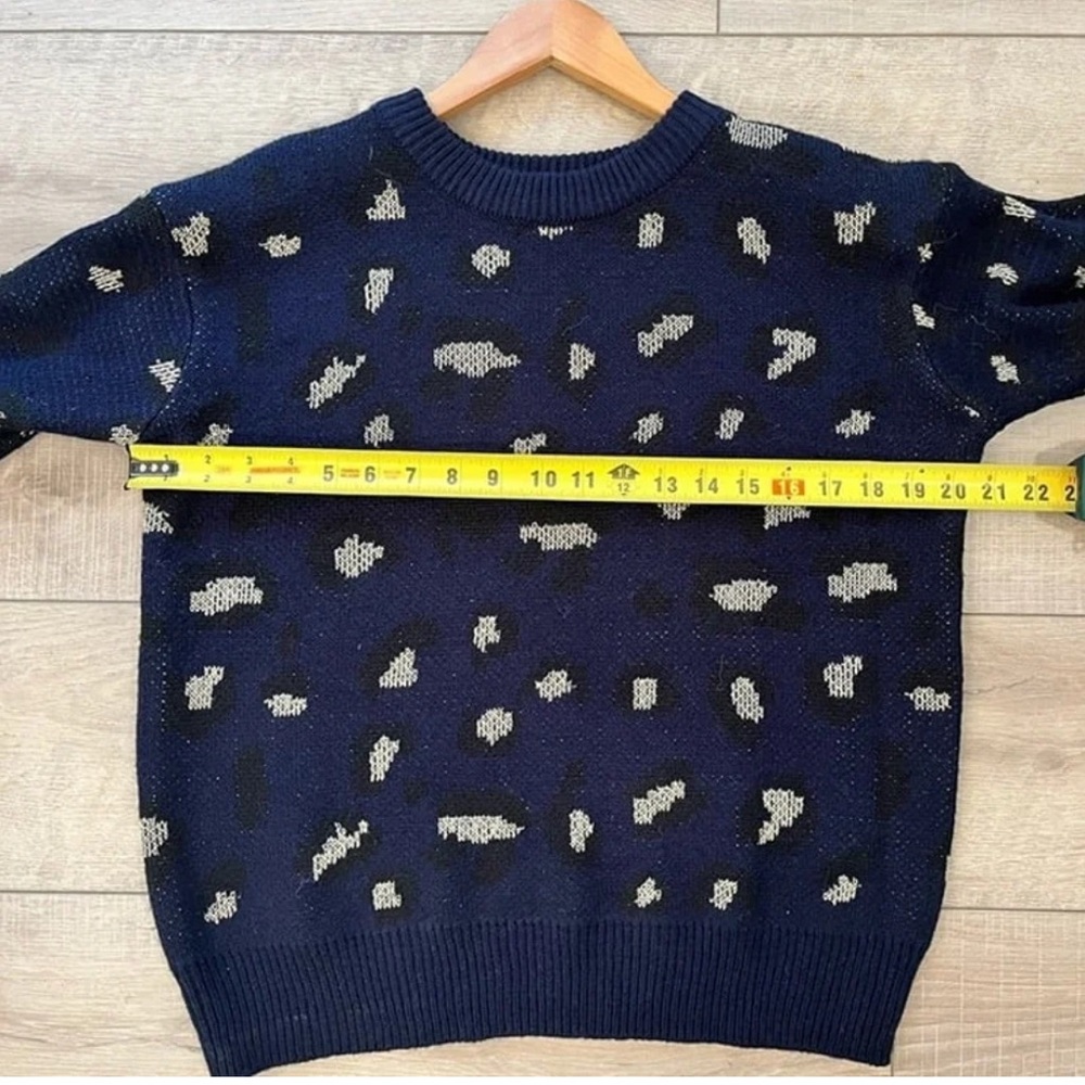 Kendall + Kylie Navy Blue Leopard Print Sweater - Picture 6 of 7